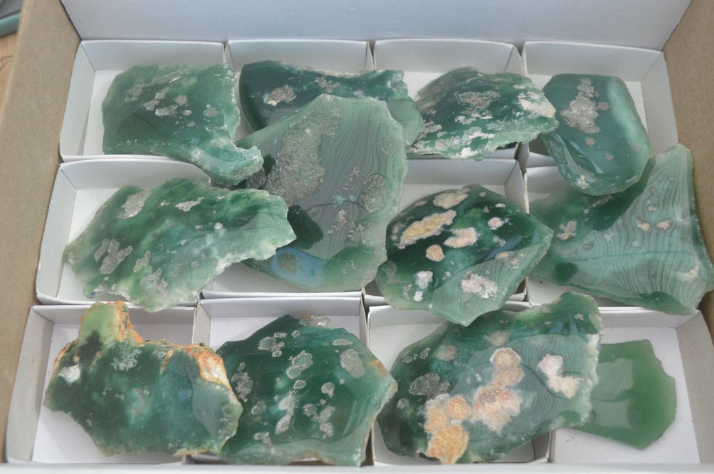 Polished One Side Polished Emerald Mtorolite Plates  x 12 From Zimbabwe - Toprock Gemstones and Minerals 