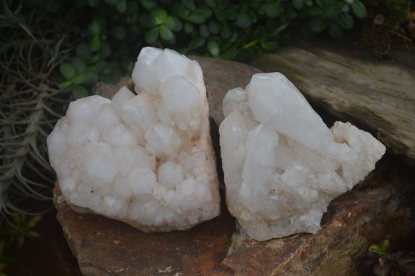 Natural Large White Quartz Clusters  x 2 From Madagascar