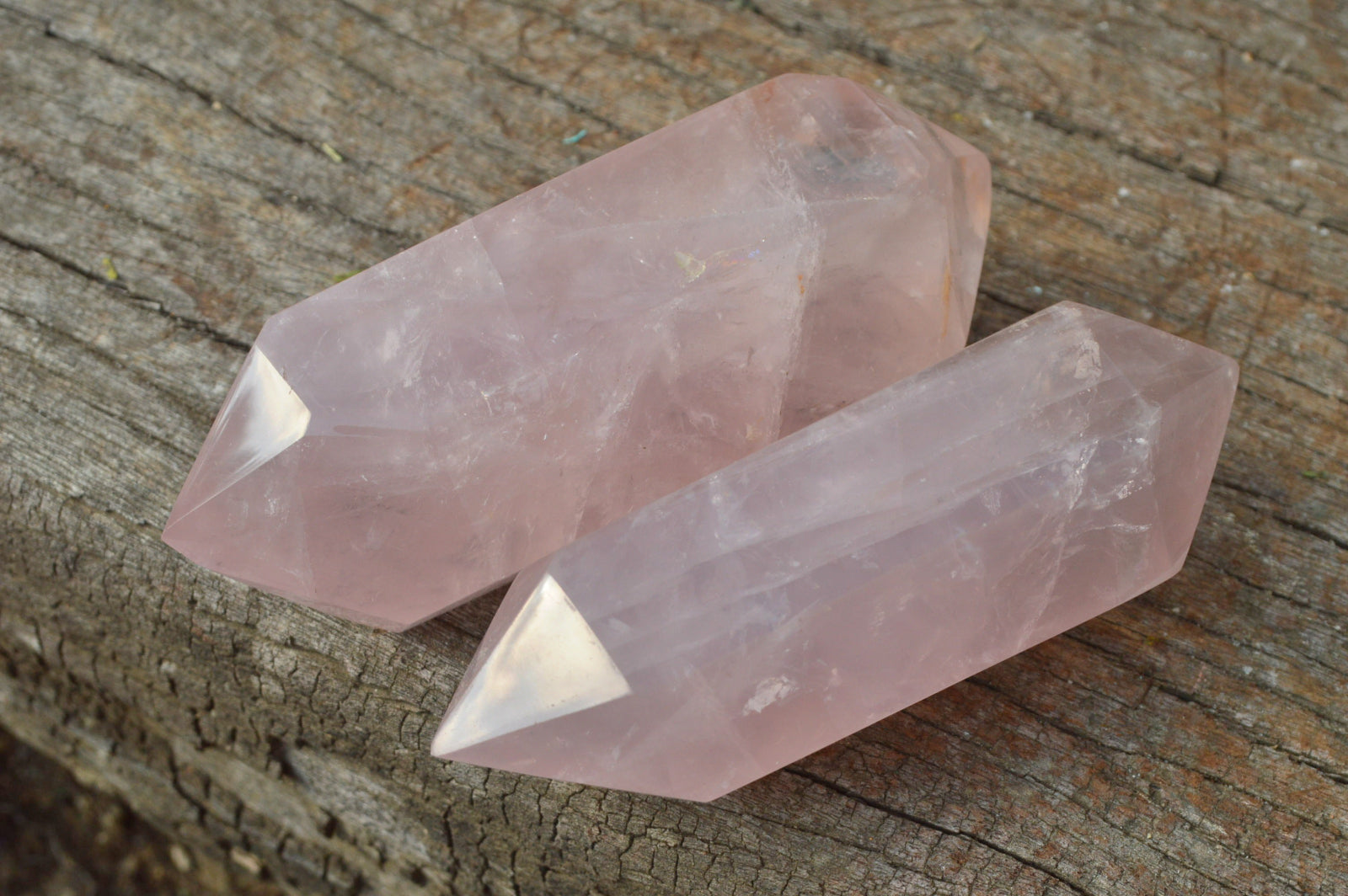 Polished Double Terminated Gemmy Rose Quartz Points x 6 From Madagascar - TopRock