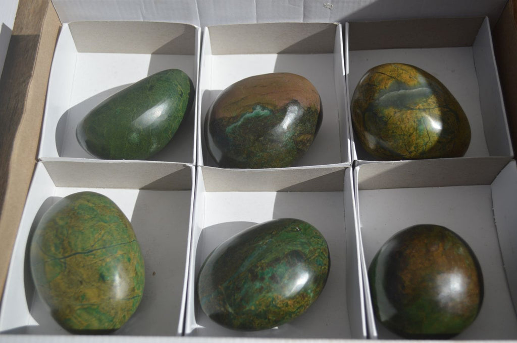 Polished Green Verdite Free Forms x 6 From Zimbabwe - Toprock Gemstones and Minerals 