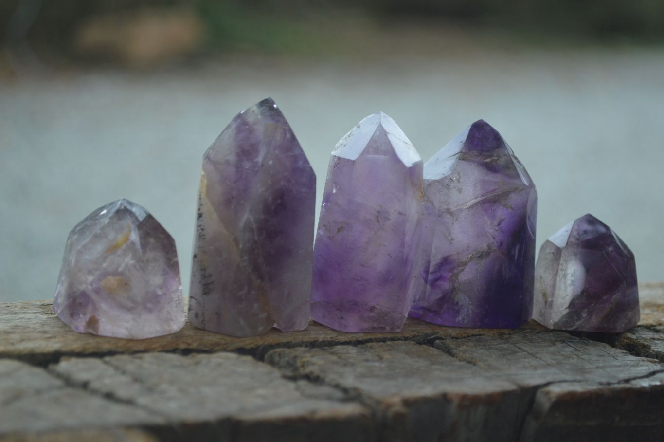 Polished Window Amethyst Point With Hints Of Smokey Quartz x 20 From Ankazobe, Madagascar - Toprock Gemstones and Minerals 