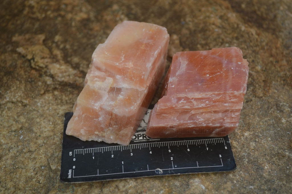 Natural New Sunset Orange Calcite Specimens x 12 From Spitzkop, Namibia - Toprock Gemstones and Minerals 