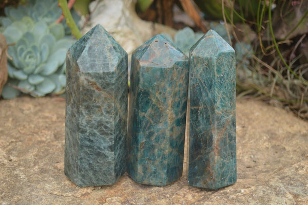 Polished Blue Apatite Points  x 3 From Madagascar - TopRock