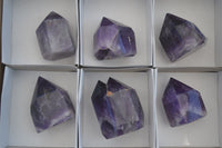 Polished Deep Purple Chevron Amethyst Points  x 6 From Zambia - Toprock Gemstones and Minerals 