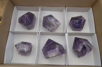 Polished Chevron Amethyst Points x 6 From Zambia