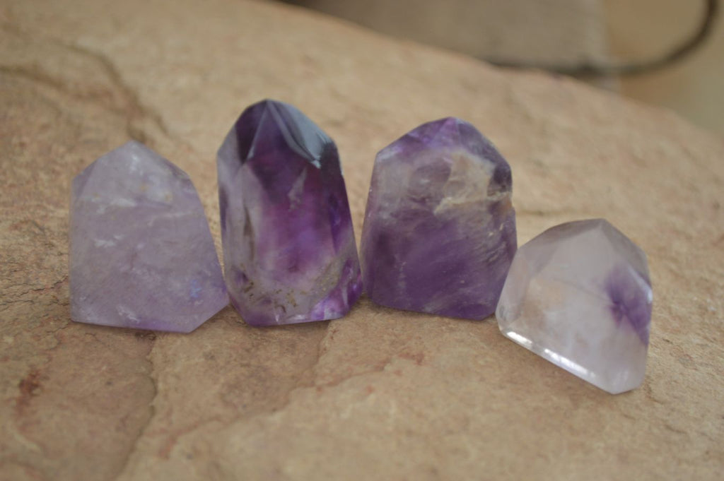 Polished Window Amethyst Point With Hints Of Smokey Quartz x 20 From Ankazobe, Madagascar - Toprock Gemstones and Minerals 