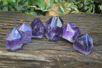 Polished Deep Purple Chevron Amethyst Points  x 6 From Zambia - Toprock Gemstones and Minerals 