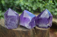 Polished Deep Purple Chevron Amethyst Points  x 6 From Zambia - Toprock Gemstones and Minerals 