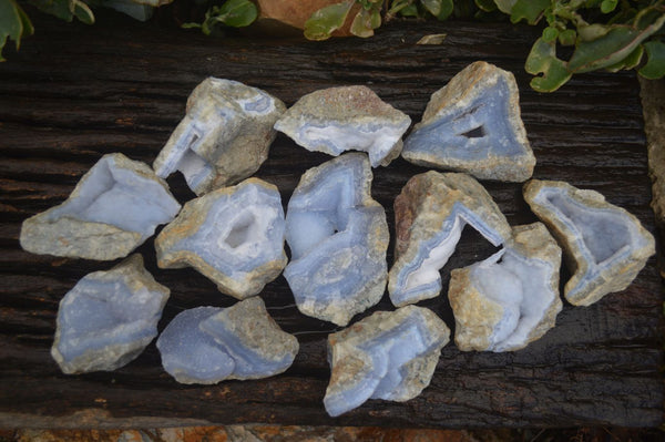 Natural Blue Lace Agate Geode Specimens  x 12 From Malawi - Toprock Gemstones and Minerals 