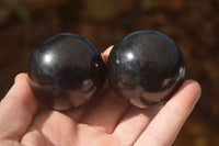 Polished  Schorl Black Tourmaline Spheres x 6 From Madagascar - Toprock Gemstones and Minerals 