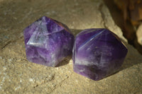 Polished Chevron Amethyst Points x 6 From Zambia
