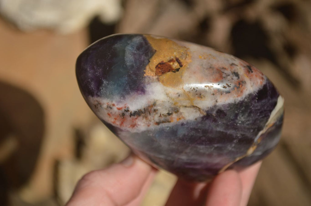 Polished  Watermelon Fluorite Standing Free Forms  x 2 From Uis, Namibia - Toprock Gemstones and Minerals 