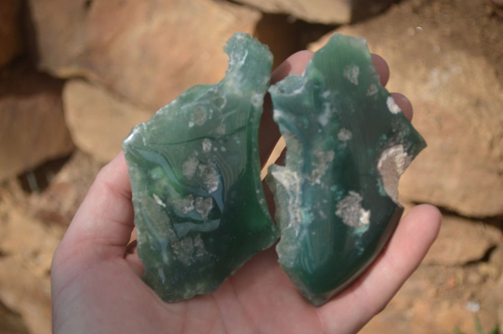 Polished One Side Polished Emerald Mtorolite Plates  x 12 From Zimbabwe - Toprock Gemstones and Minerals 