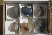 Polished Lovely Mixed Selection Of Agate Hearts  x 6 From Madagascar - Toprock Gemstones and Minerals 