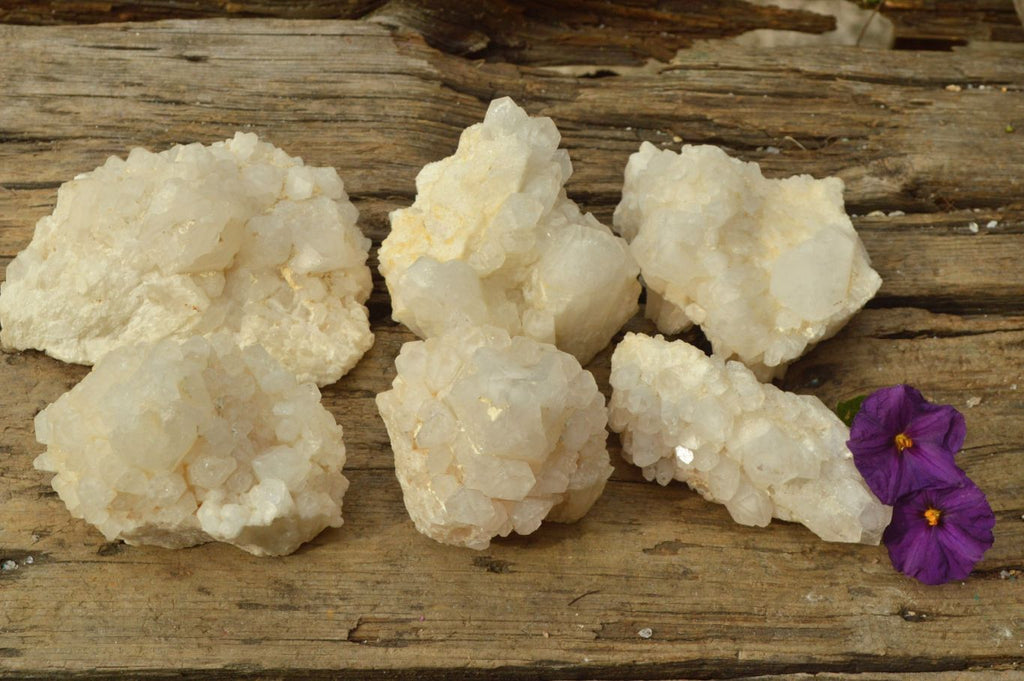 Natural Cascading White Phantom Quartz Clusters x 6 From Madagascar - TopRock