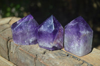 Polished Deep Purple Chevron Amethyst Points  x 6 From Zambia - Toprock Gemstones and Minerals 