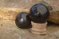 Polished  Schorl Black Tourmaline Spheres x 6 From Madagascar - Toprock Gemstones and Minerals 