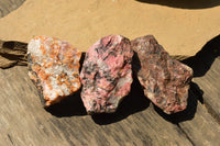 Natural Rough Pink & Black Rhodonite Specimens  x 6 From Zimbabwe - TopRock