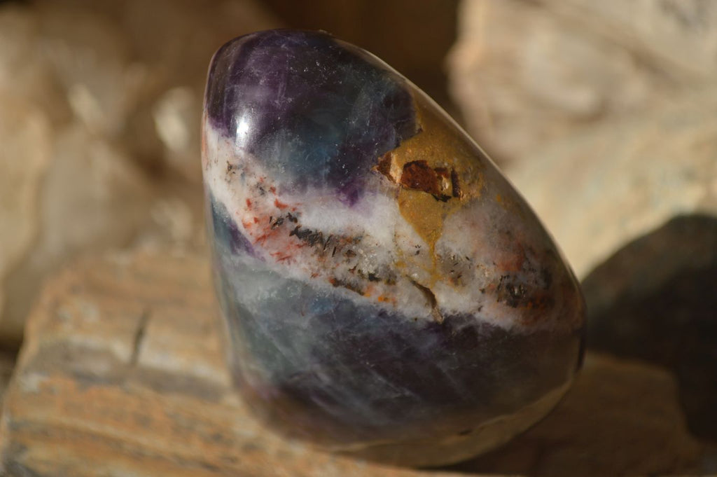 Polished  Watermelon Fluorite Standing Free Forms  x 2 From Uis, Namibia - Toprock Gemstones and Minerals 