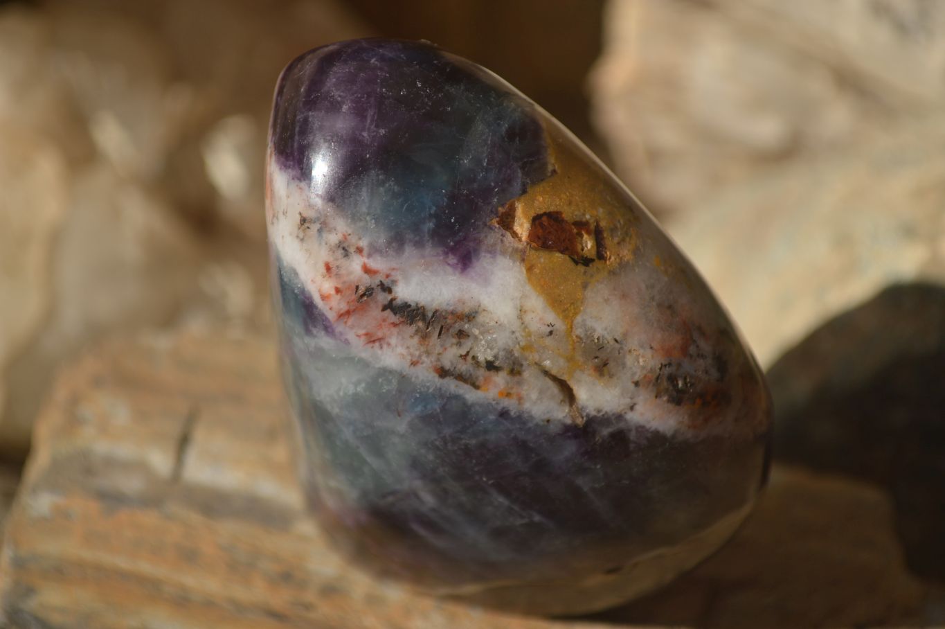 Polished  Watermelon Fluorite Standing Free Forms  x 2 From Uis, Namibia - Toprock Gemstones and Minerals 