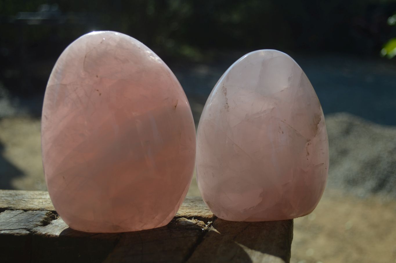 Polished Pink Rose Quartz Standing Free Forms x 2 From Antsirabe, Madagascar - Toprock Gemstones and Minerals 