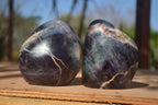 Polished  Watermelon Fluorite Standing Free Forms  x 2 From Uis, Namibia - Toprock Gemstones and Minerals 