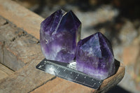 Polished Deep Purple Chevron Amethyst Points  x 6 From Zambia - Toprock Gemstones and Minerals 