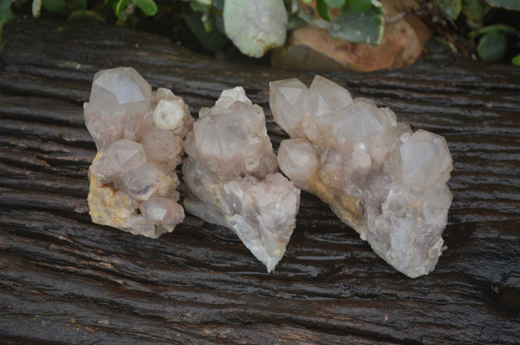 Natural Cascading Smokey Quartz Clusters x 3 From Luena, Congo - Toprock Gemstones and Minerals 
