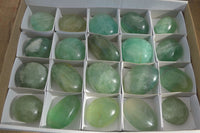 Polished Emerald Fluorite Palm Stones  x 20 From Madagascar