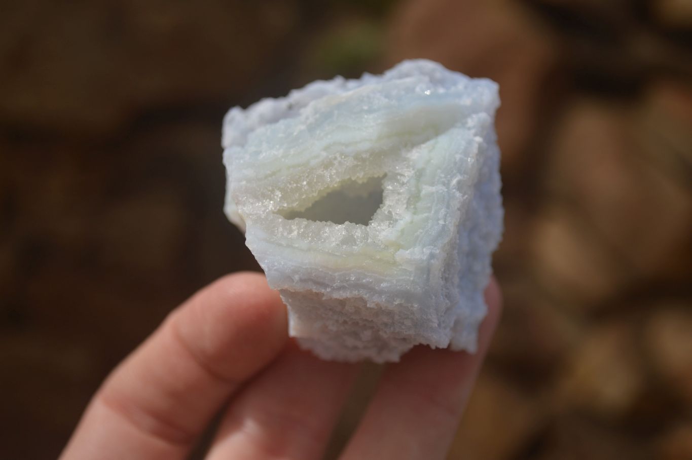 Natural Etched Blue Chalcedony Specimens  x 12 From Nsanje, Malawi - Toprock Gemstones and Minerals 