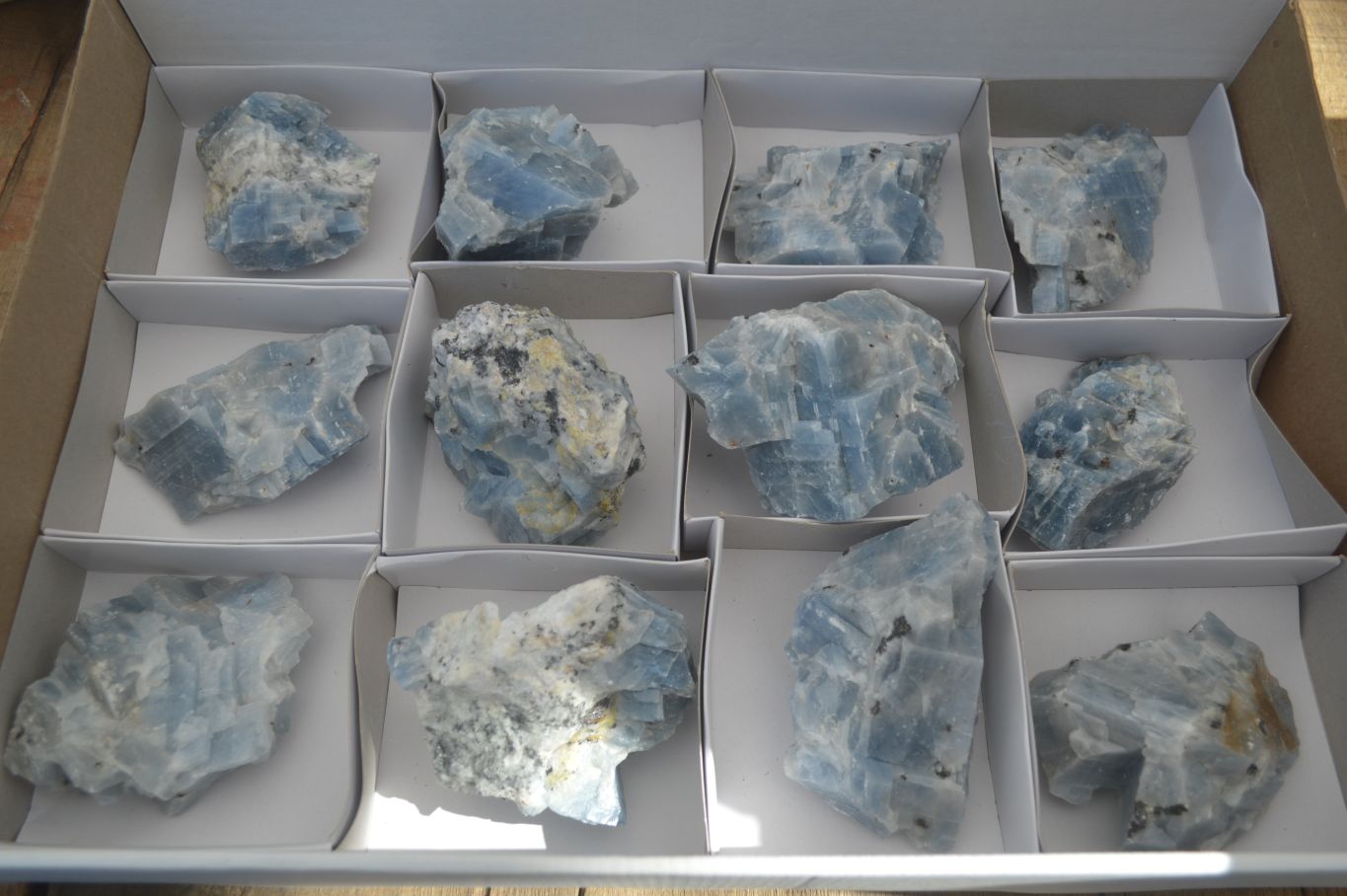 Natural New Sky Blue Calcite Specimens  x 12 From Spitzkop, Namibia - Toprock Gemstones and Minerals 