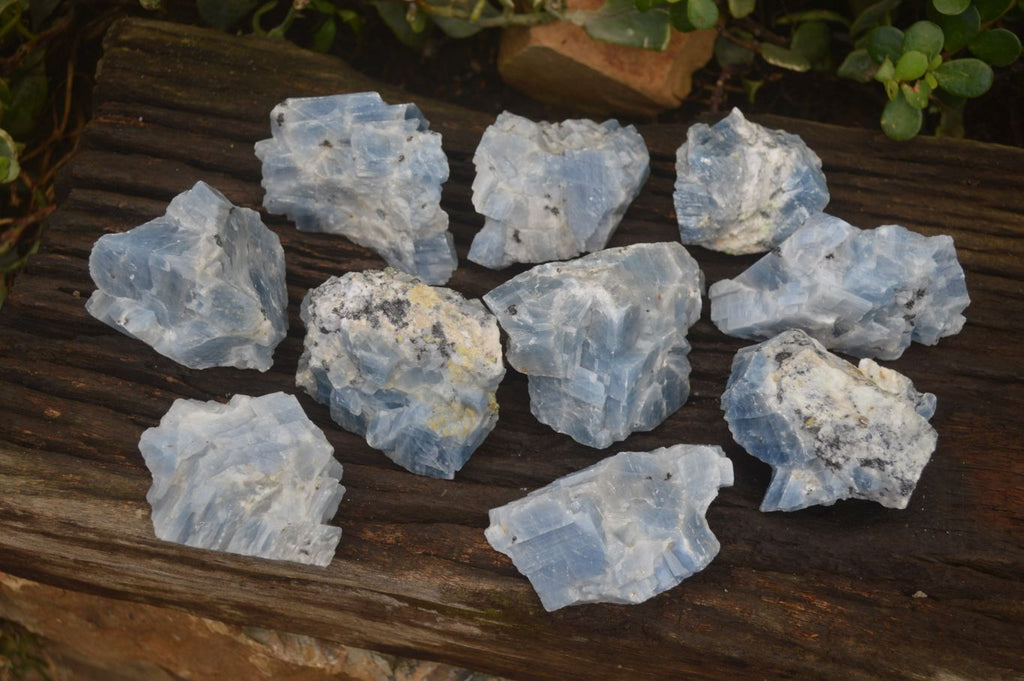 Natural New Sky Blue Calcite Specimens  x 12 From Spitzkop, Namibia - Toprock Gemstones and Minerals 