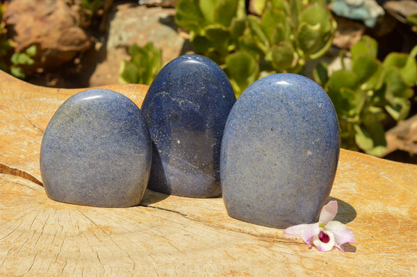 Polished Blue Lazulite Standing Free Forms  x 3 From Madagascar - TopRock