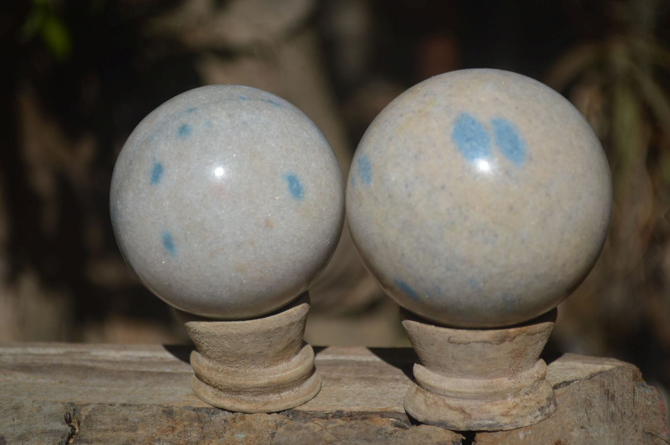 Polished Blue Spotted Spinel Quartz Spheres x 5 From Madagascar - Toprock Gemstones and Minerals 