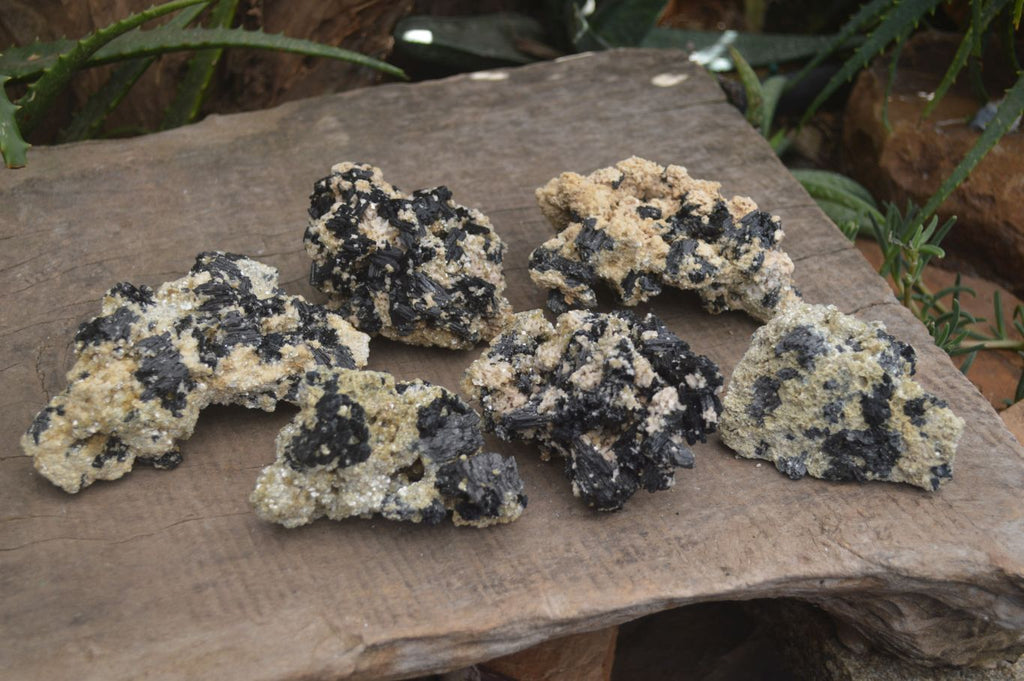 Natural Schorl Black Tourmaline Specimens x 6 From Erongo, Namibia - Toprock Gemstones and Minerals 