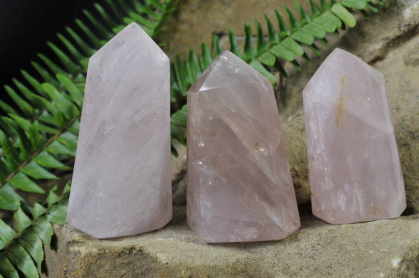 Polished Rose Quartz Crystal Points x 6 From Antsirabe, Madagascar - TopRock