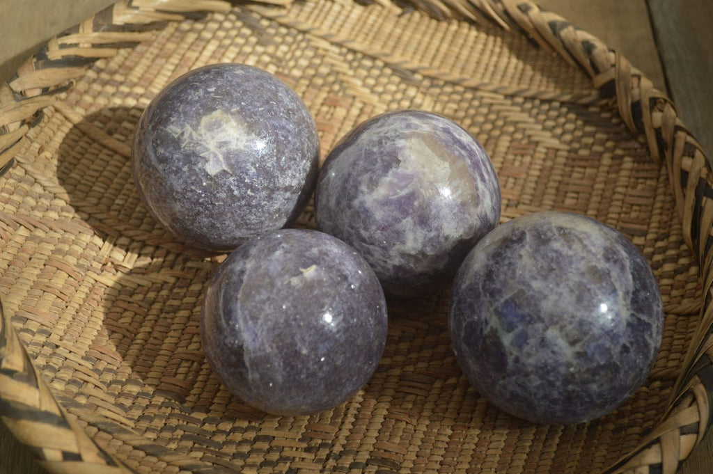 Polished Purple Lepidolite & Rubellite Spheres  x 8 From Madagascar - Toprock Gemstones and Minerals 