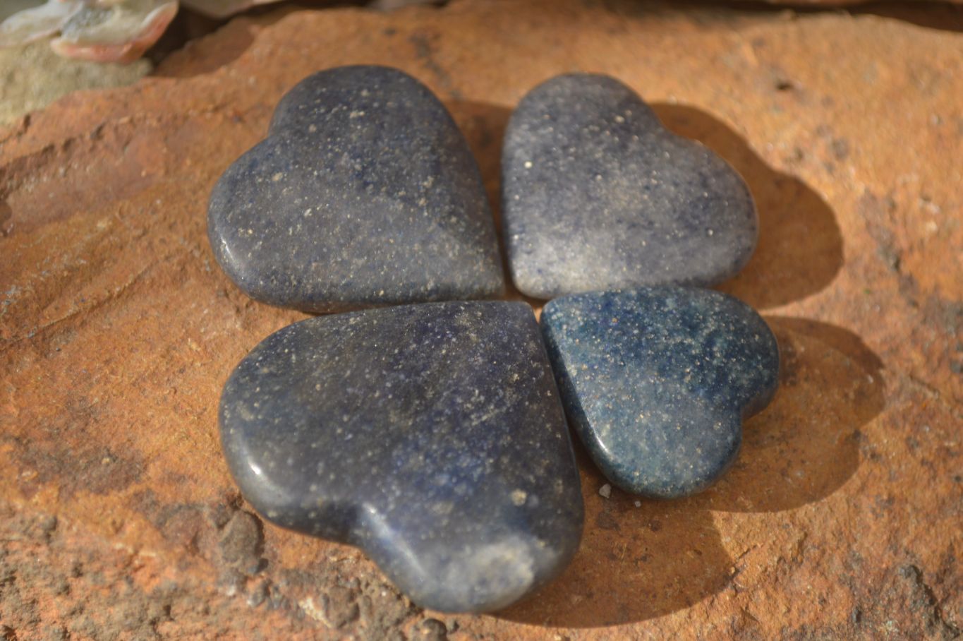 Polished  Blue Lazulite Gemstone Hearts  x 20 From Madagascar - Toprock Gemstones and Minerals 