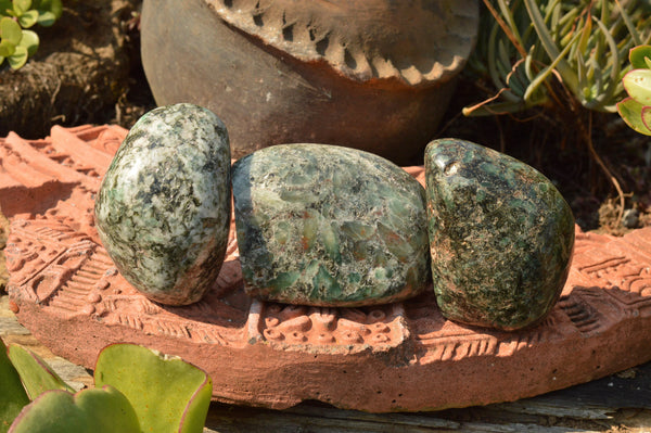 Polished Green Emeralds In Matrix Free Forms  x 7 From Zimbabwe - TopRock