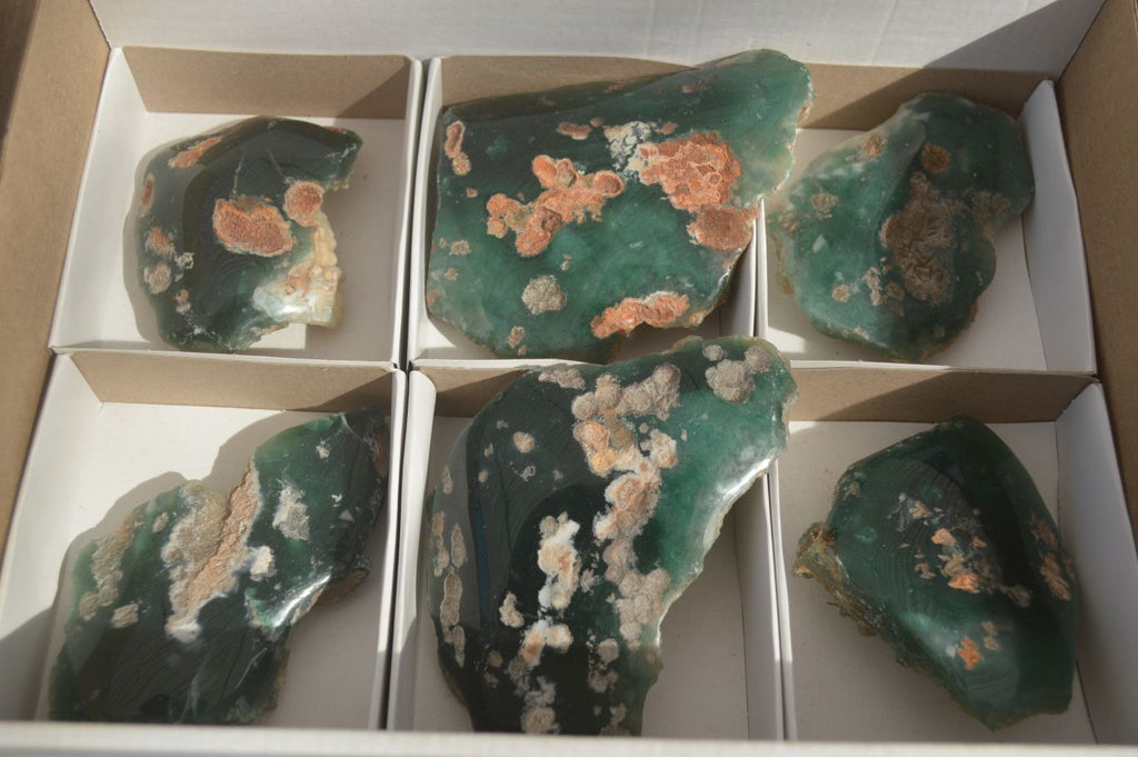 Polished One Side Polished Emerald Mtorolite Plates  x 6 From Zimbabwe - Toprock Gemstones and Minerals 