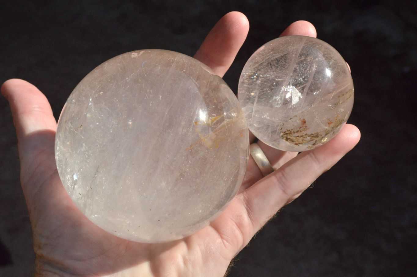 Polished Semi Optic Quartz Spheres x 2 From Madagascar - TopRock