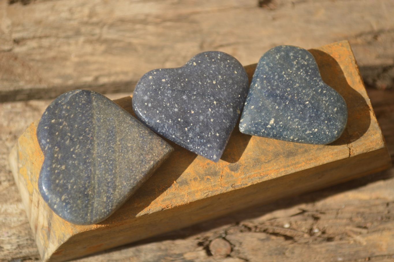 Polished  Blue Lazulite Gemstone Hearts  x 20 From Madagascar - Toprock Gemstones and Minerals 