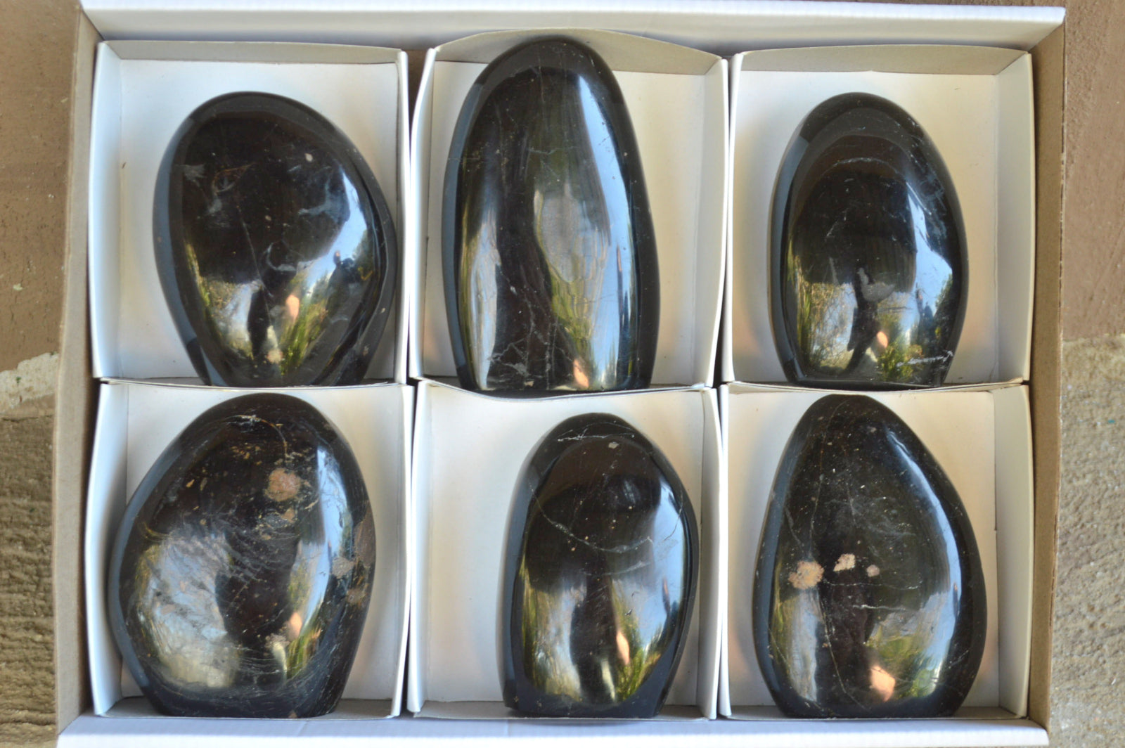 Polished Schorl Black Tourmaline Standing Free Forms x 6 From Madagascar - TopRock