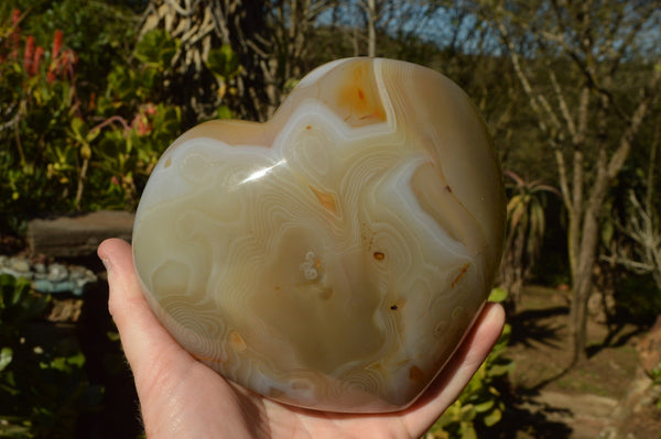 Polished Extra Large Banded Agate Heart x 1 From Madagascar - TopRock