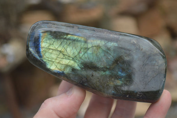 Polished Flashy Labradorite Standing Free Forms  x 3 From Tulear, Madagascar - TopRock