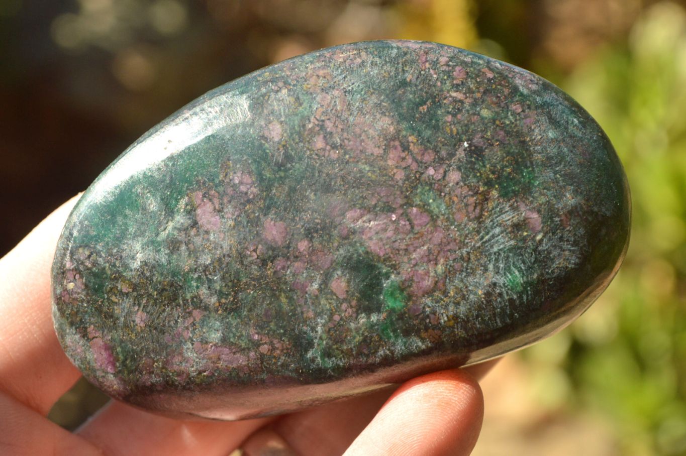 Polished Fluorescent Ruby Corundum In Chrome Verdite Free Forms x 5 From Zimbabwe - TopRock