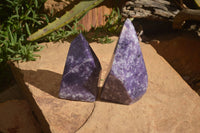 Polished  Stunning Lepidolite Standing Free Forms  x 2 From Zimbabwe