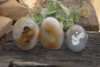 Polished Agate Standing Free Forms x 3 From Madagascar - Toprock Gemstones and Minerals 
