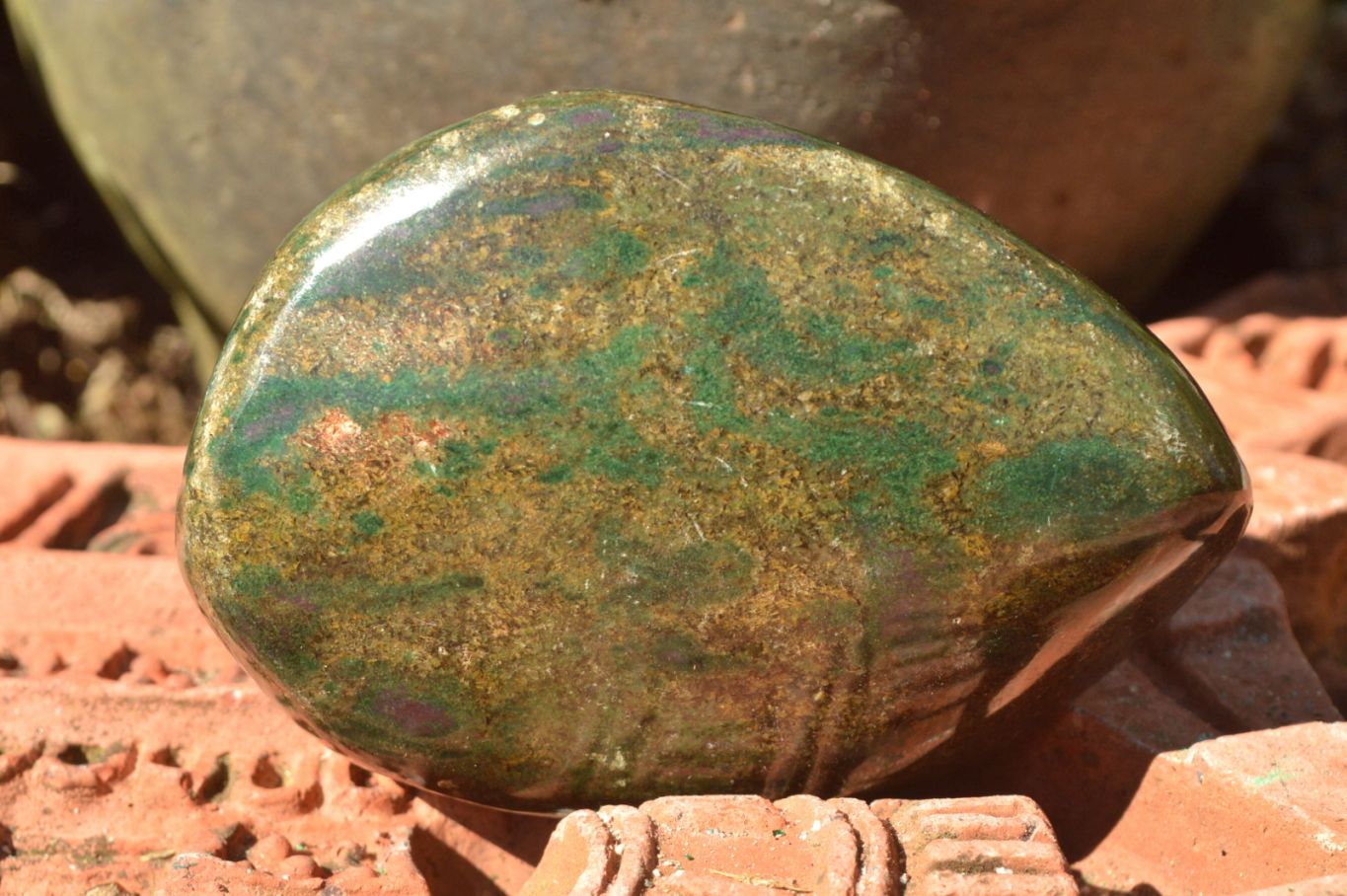 Polished Fluorescent Ruby Corundum In Chrome Verdite Free Forms x 5 From Zimbabwe - TopRock