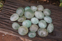 Polished Emerald Fluorite Palm Stones  x 20 From Madagascar